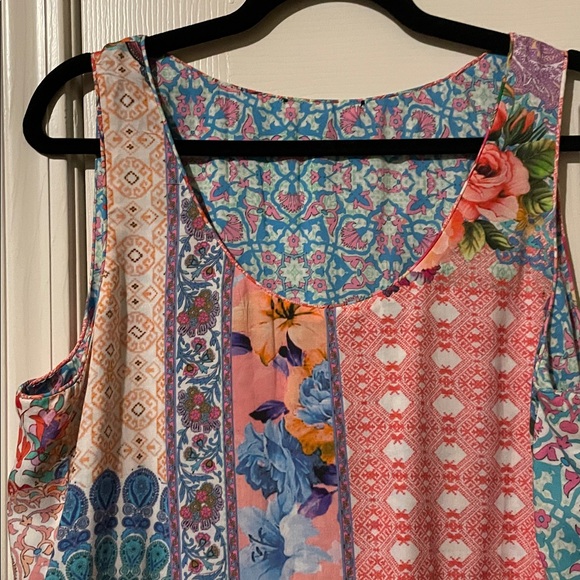 Reversible Johnny Was Multicolor Patchwork Tank Top - Picture 2 of 6